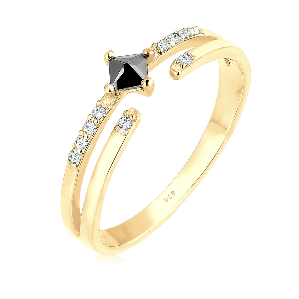 Elli Elli Bague enroulante Zircone Cristaux - Argent 925 Bague