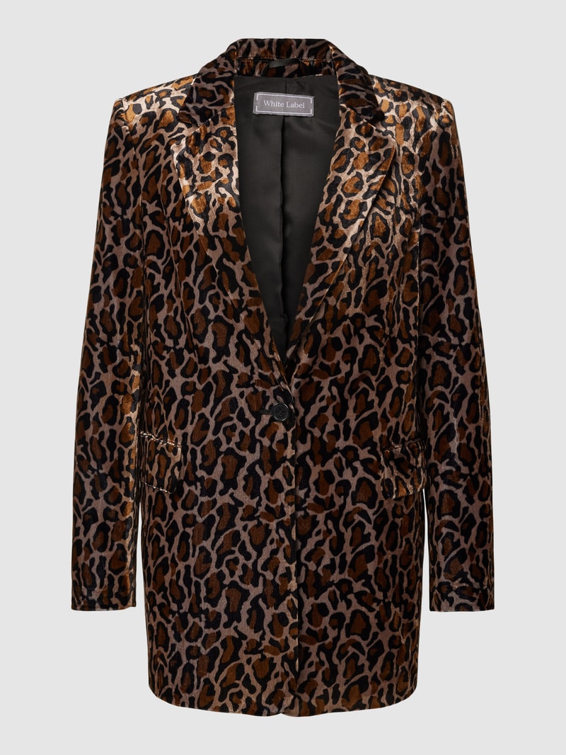 Blazer mit Animal-Print in schwarz