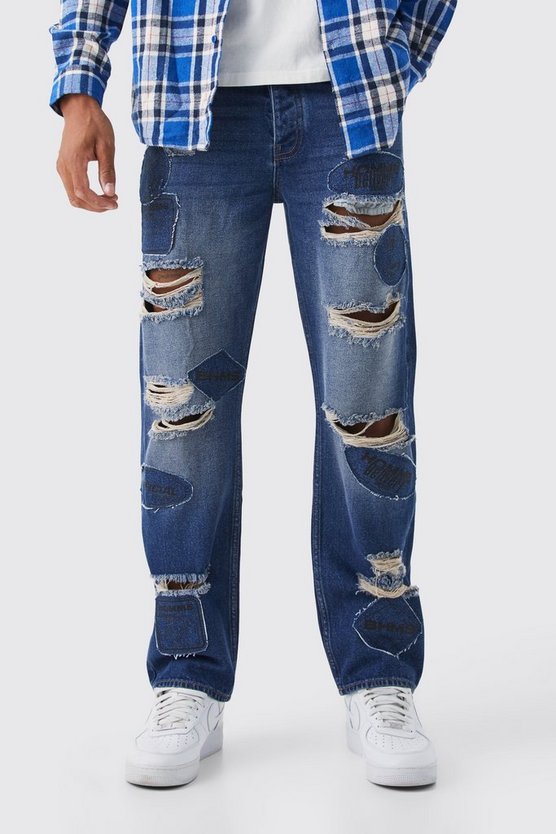 Tall lockere zerrissene Jeans mit Applikation