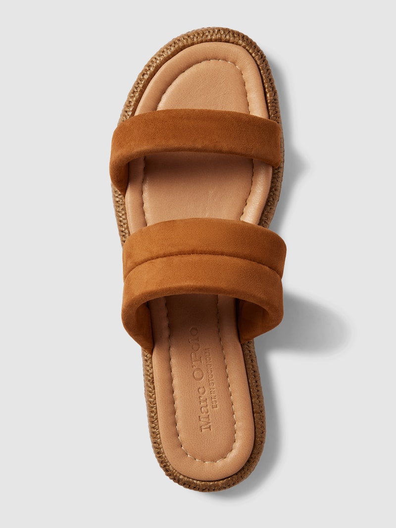Pantoletten aus Leder mit breiten Riemen Modell 'TORI' in cognac
