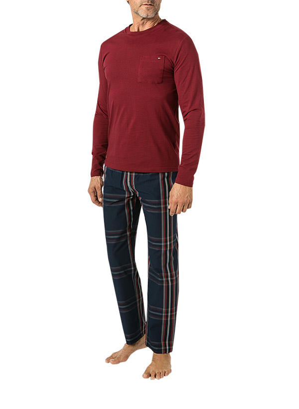 Tommy Hilfiger, Pyjama, Jersey-Popeline, bordeaux-blau kariert