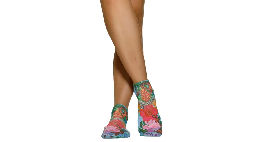 wigglesteps Damen Sneaker Socken LEO FLOWERS-W Light Blue