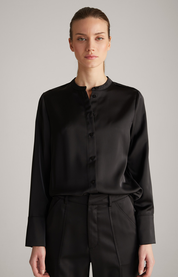 Satin-Bluse in Schwarz