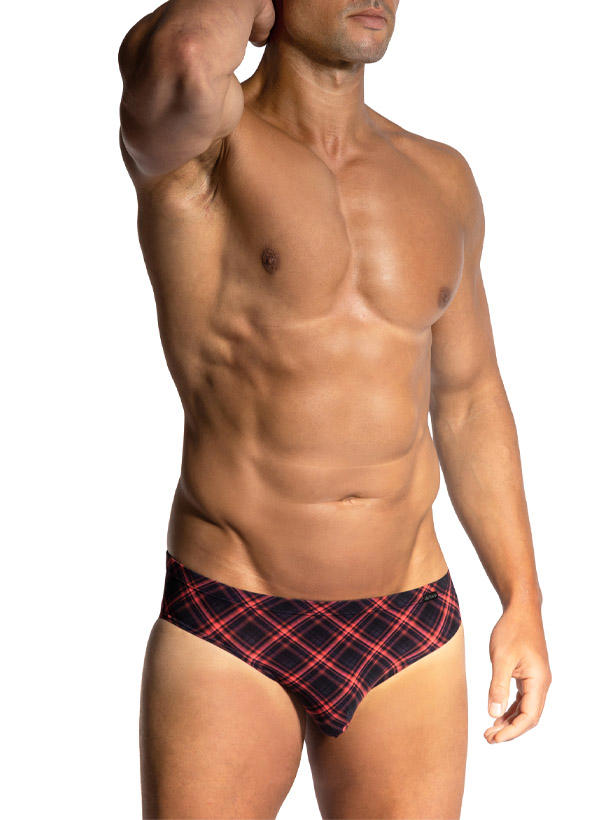 Olaf Benz, Slip, RED2426, Mikrofaser-Stretch, rot-schwarz kariert