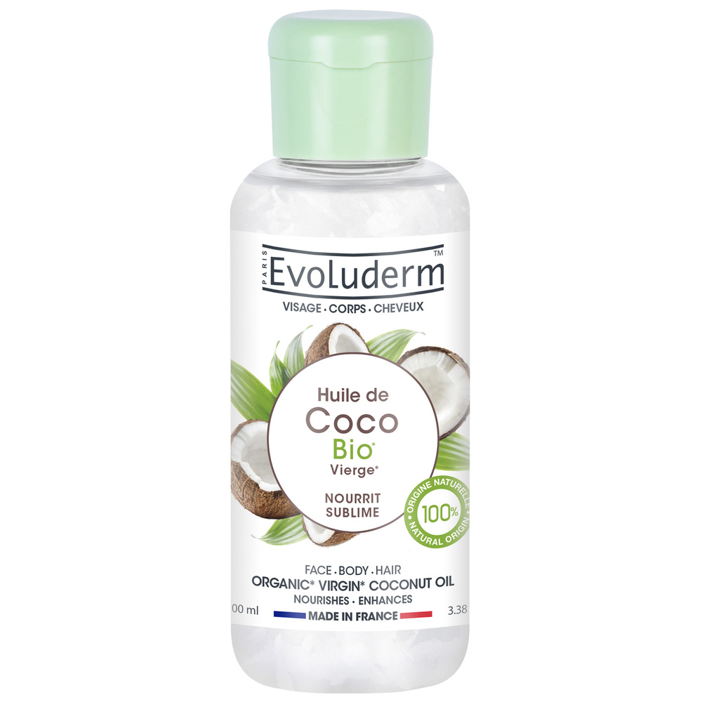 evoluderm Huile d'Origine Naturelle Huile de Coco Bio Vierge - 100 ml