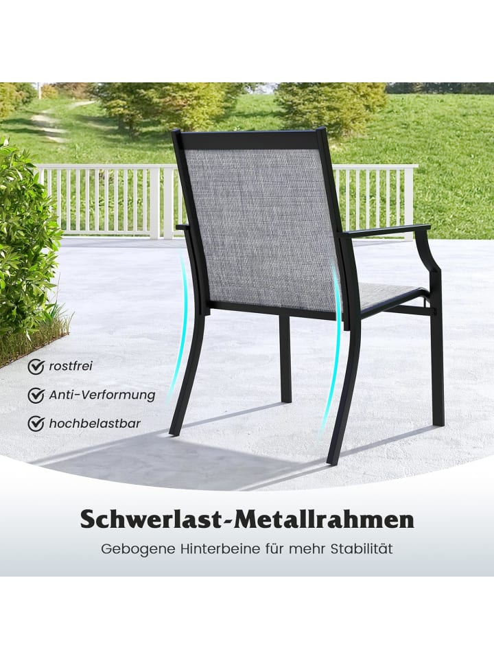 COSTWAY 2er Set Gartenstühle in Grau günstig kaufen onesize