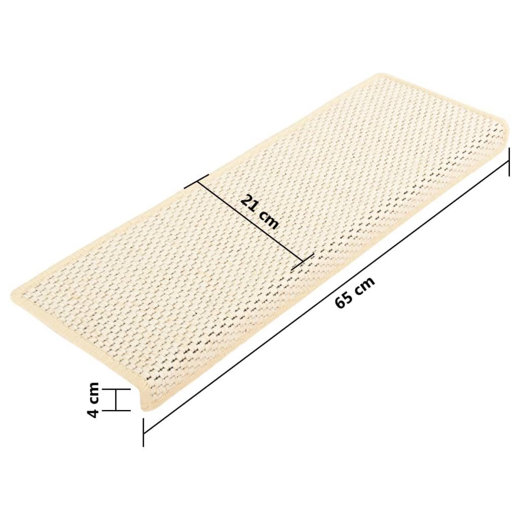 Stufenmatte Treppenmatten Selbstklebend Sisal-Optik 15 Stk. 65x21x4cm Creme, vidaXL, Rechteckig