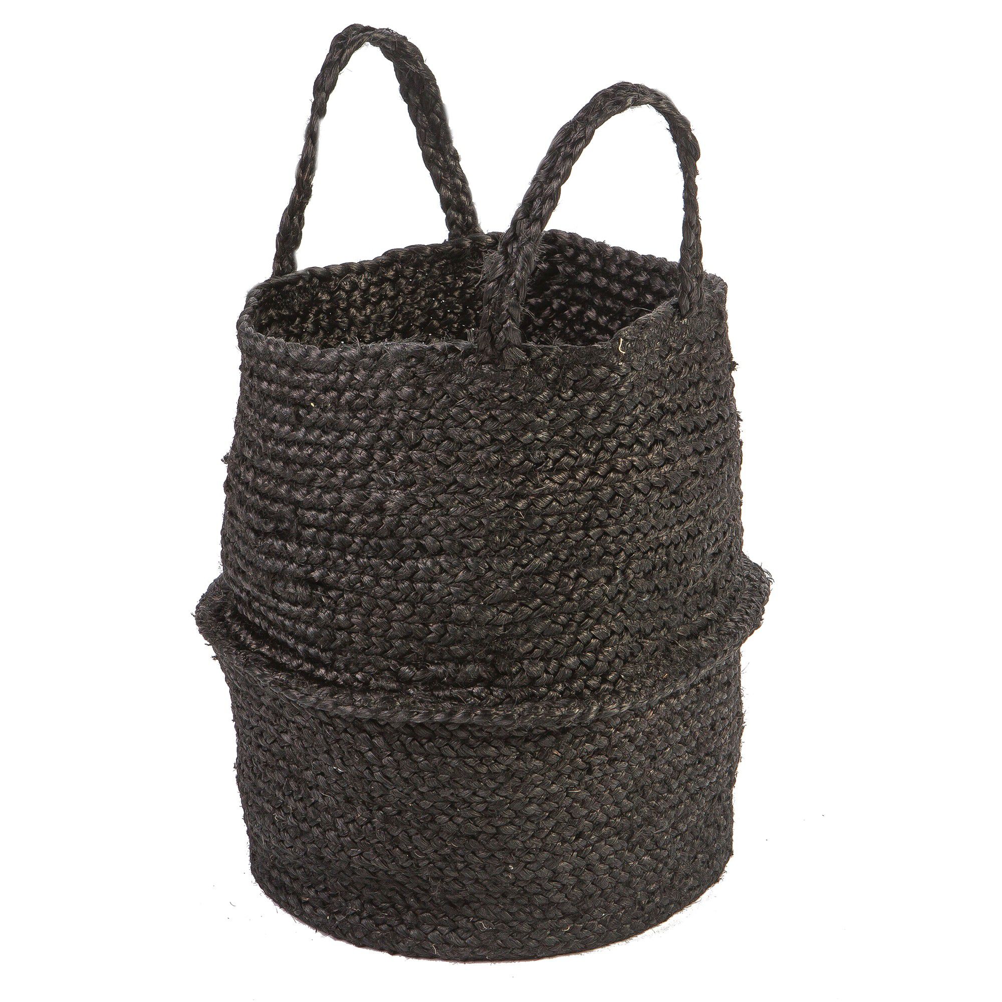 Panier pliable jute tressé noir