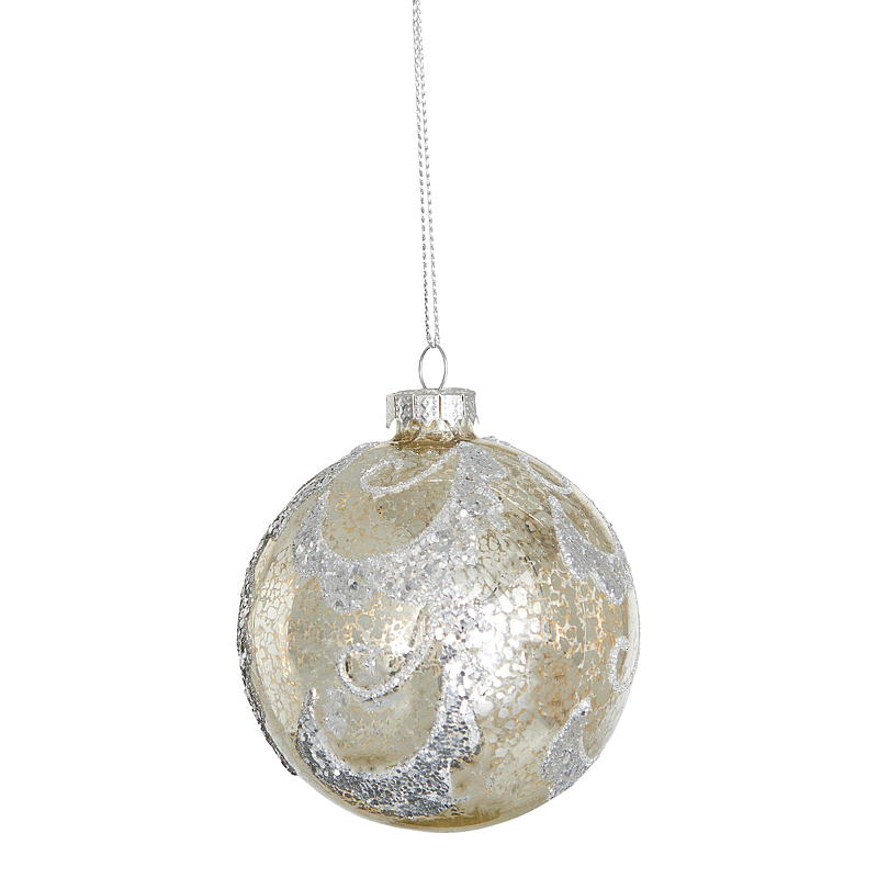 Home Julekule 2-pk ø 8 cm glass m/dekor antique