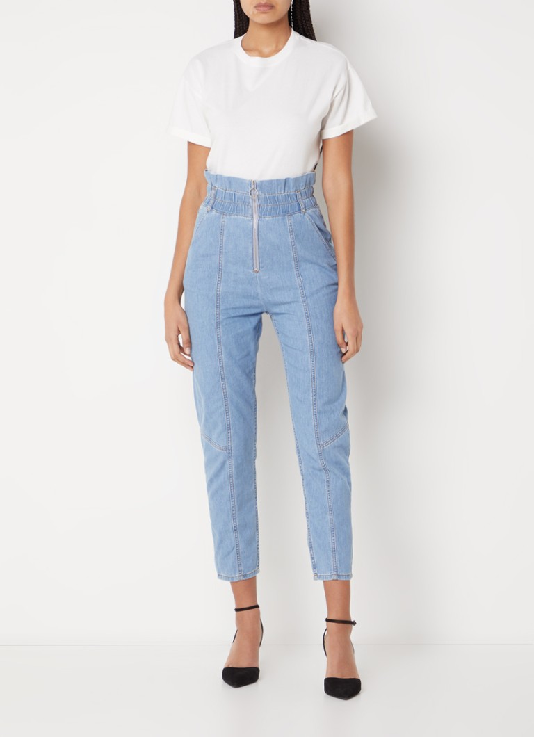 Blugi skinny Lony cu talie înaltă și mânecă scurtă, în culoarea trifoiului.