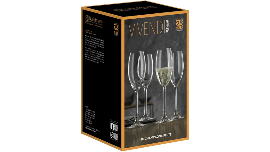 Nachtmann Champagner- Sektgläser Vivendi im Geschenkkarton 4-tlg.
