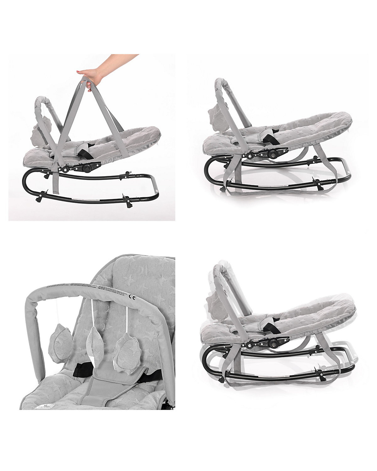 Babywippe Eliza Luxe verstellbare Rückenlehne, Spielbogen, Tragegriffe Babywippen