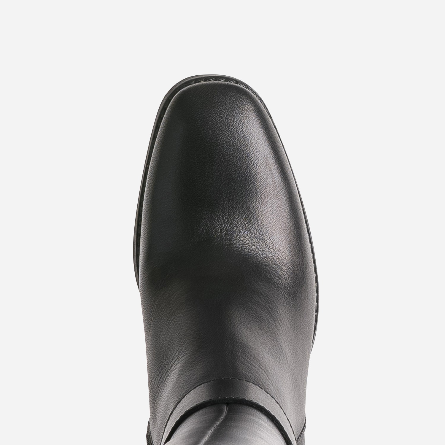 Botte noire en cuir à talon
