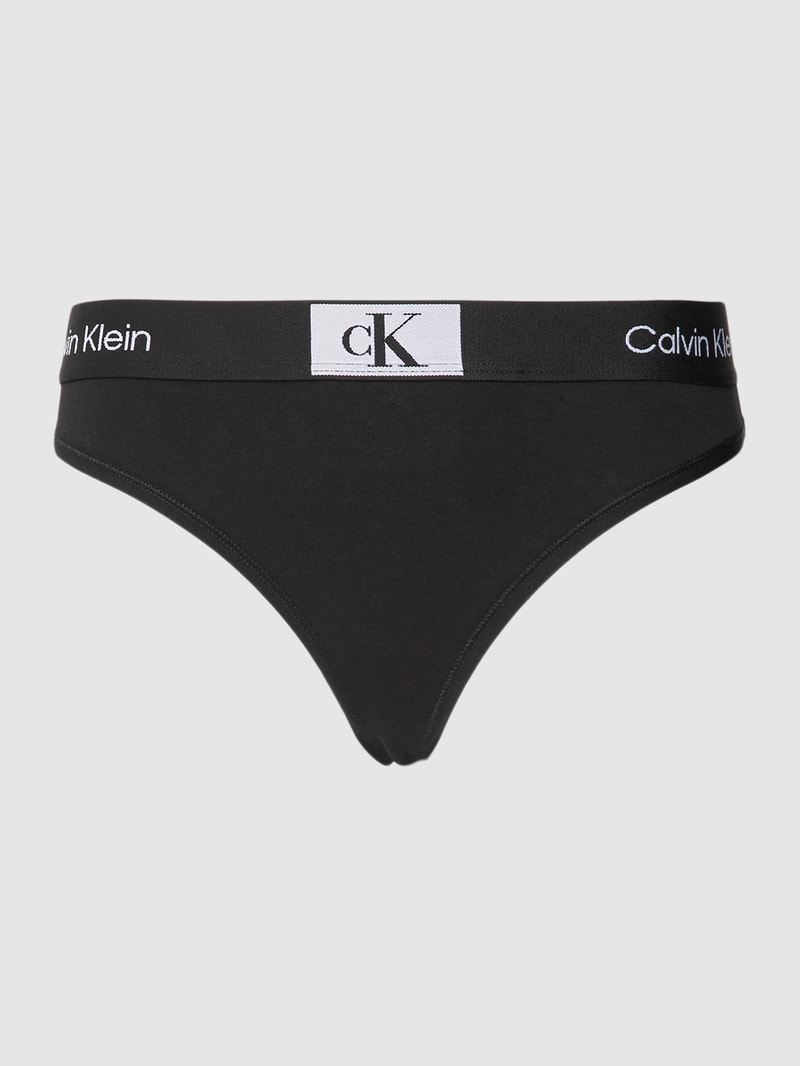 String mit elastischem Logo-Bund Modell 'MODERN THONG' in schwarz