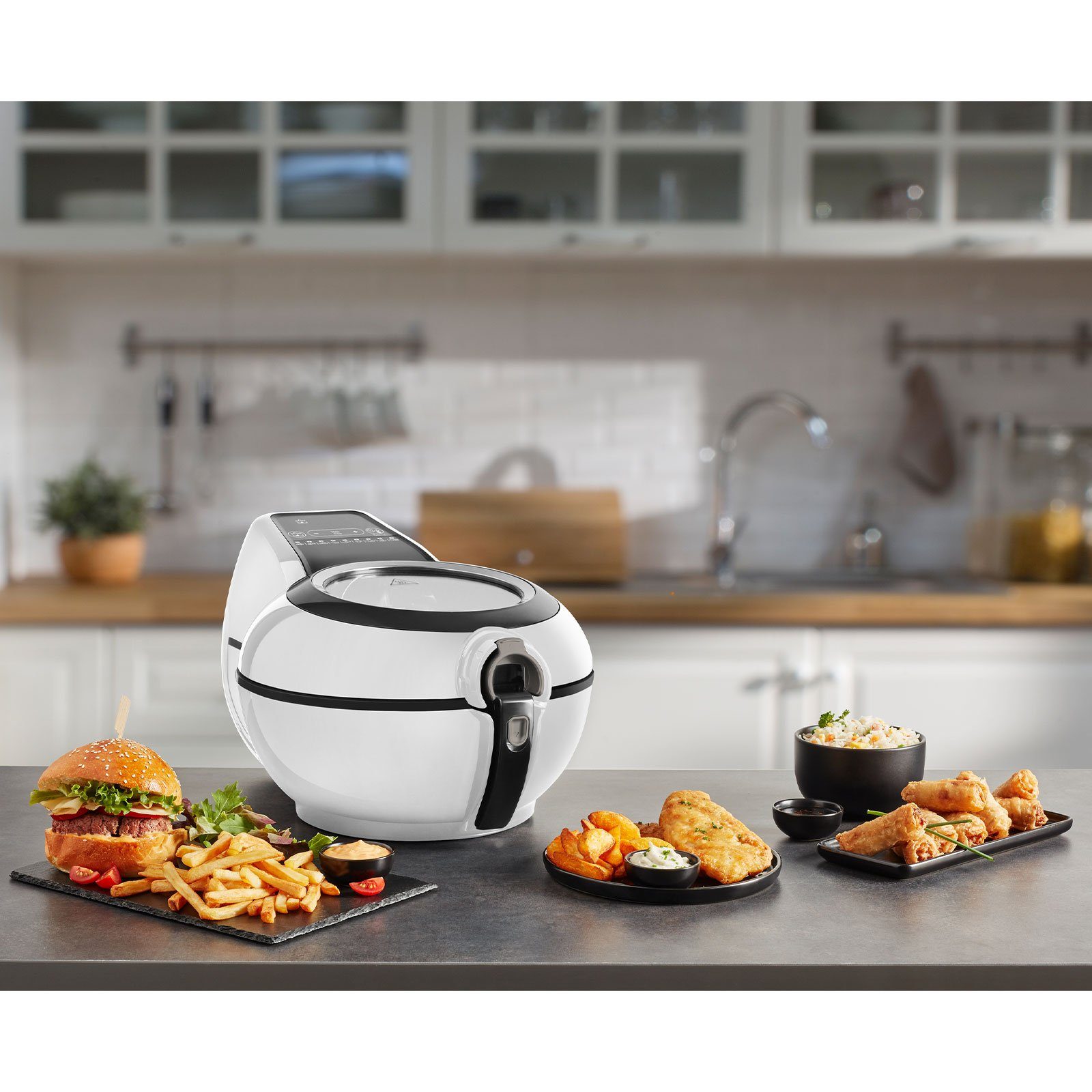 Tefal Fritteuse YV9700, Zwei Kochbereiche, 9 automatische Programme, Schonendes Garen