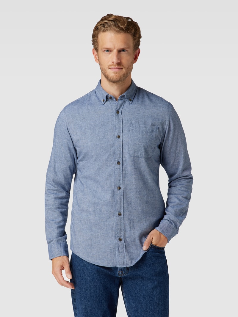 Regular Fit Freizeithemd mit Button-Down-Kragen Modell 'CLASSIC' in hellblau meliert