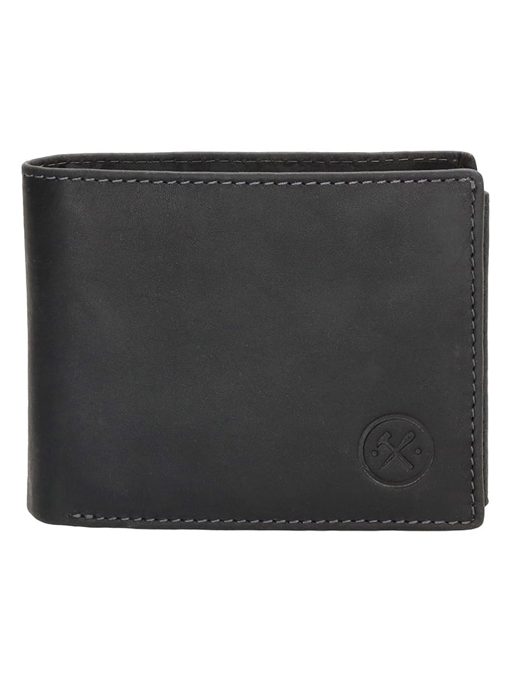 HIDE & STITCHES Leder-Geldbörse in Schwarz - (B)8,5 x (H)10 x (T)1,5 cm günstig kaufen onesize