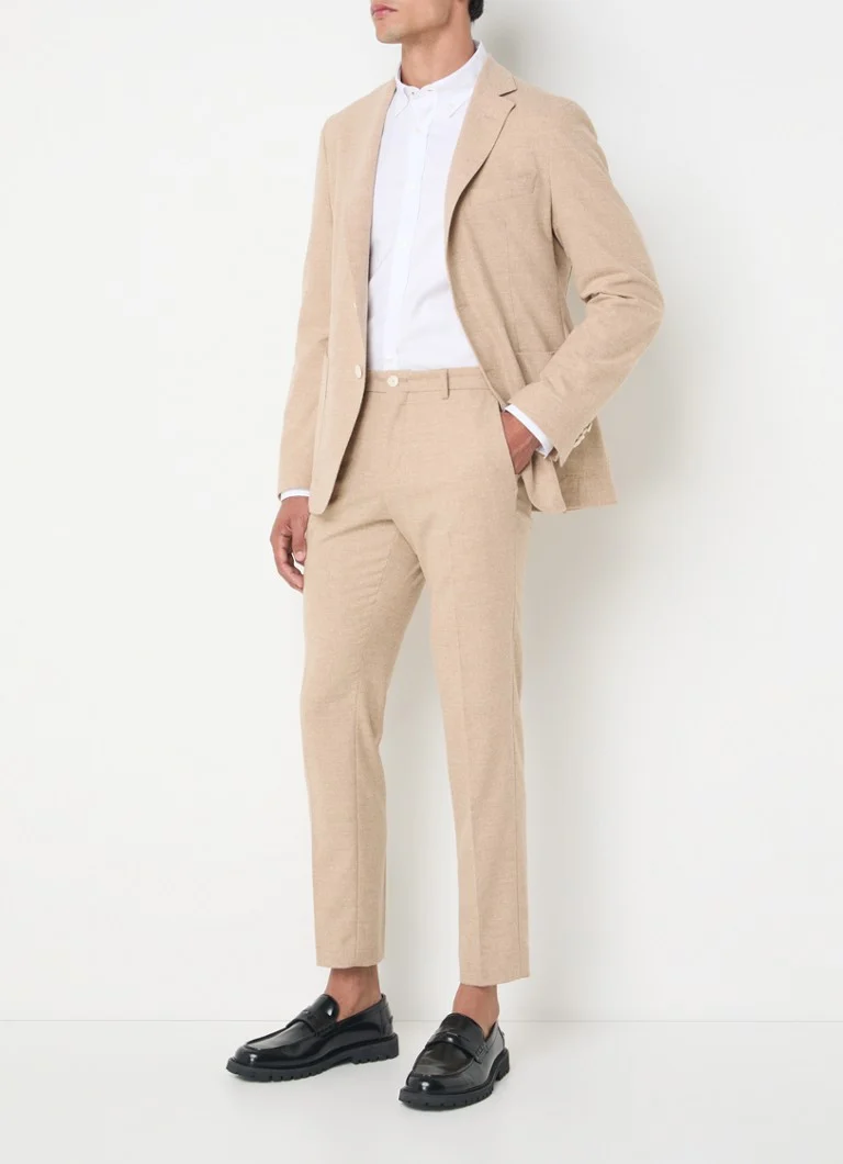 HUGO BOSS - P-Genius - Pantaloni slim fit din amestec de lână cu material țesut
