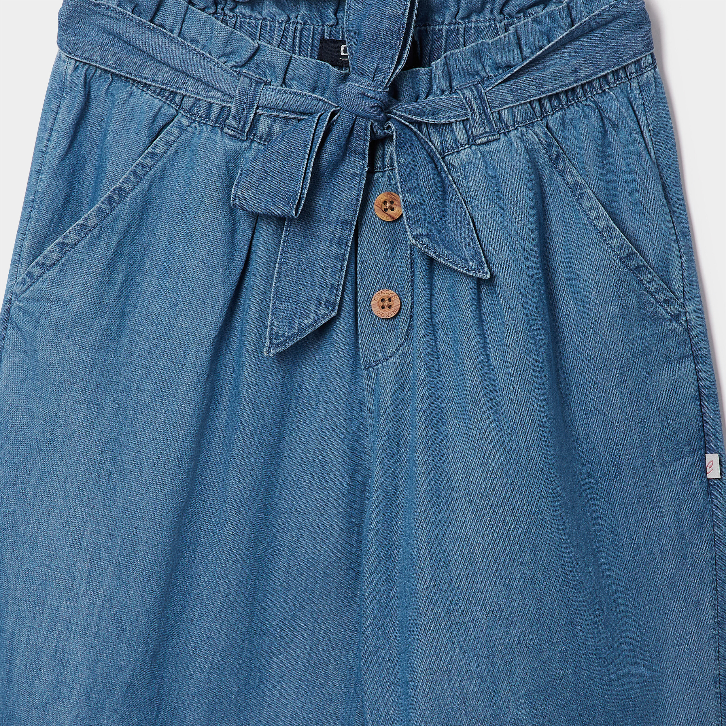 Pantalon slouchy fluide ceinturé en jean denim double stone fille | La Halle