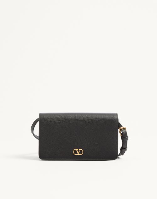 Mini Bolsa de Ombro VLogo Signature em Pele de Bezerro Granulada