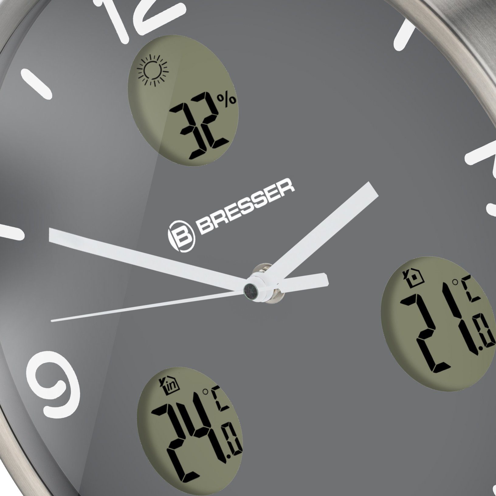 BRESSER Wanduhr MyTime io NX Funk-Wanduhr mit Thermometer und Hygr
