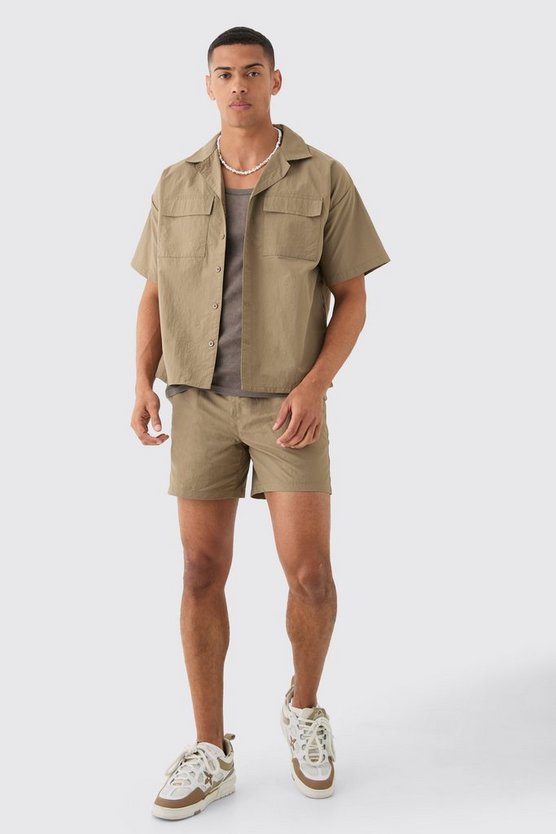 Nylon Hemd & Shorts in Knitteroptik