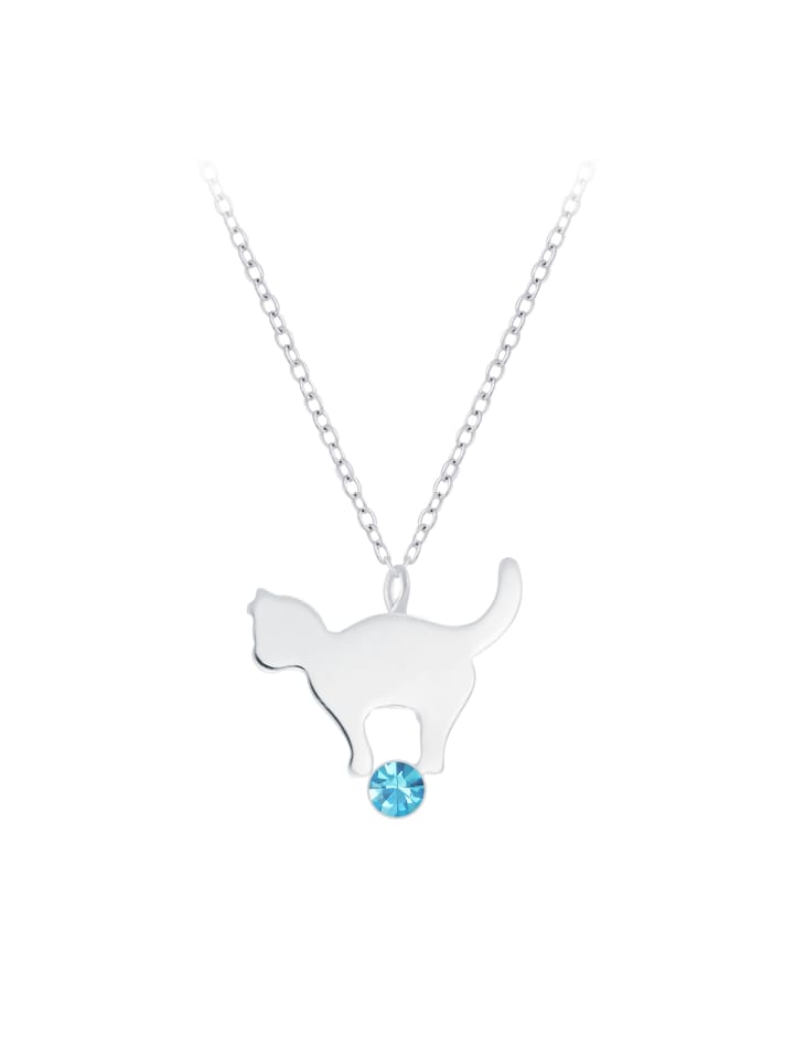 Alexander York Kette mit Anhänger KATZE mit Kristall aqua in 925 Sterling Silber, 2-tlg. günstig kaufen onesize