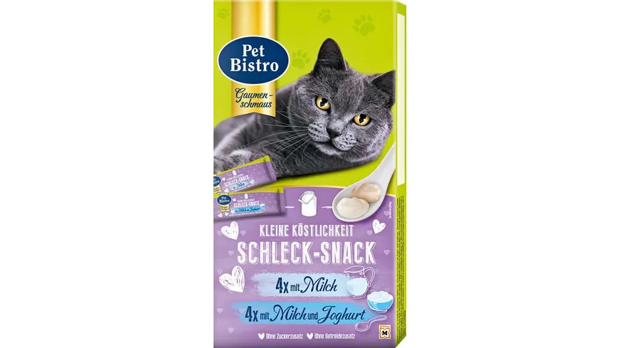 Pet Bistro Katzensnack kleine Köstlichkeit Schleck-Snack mit Milch und Joghurt 80 g