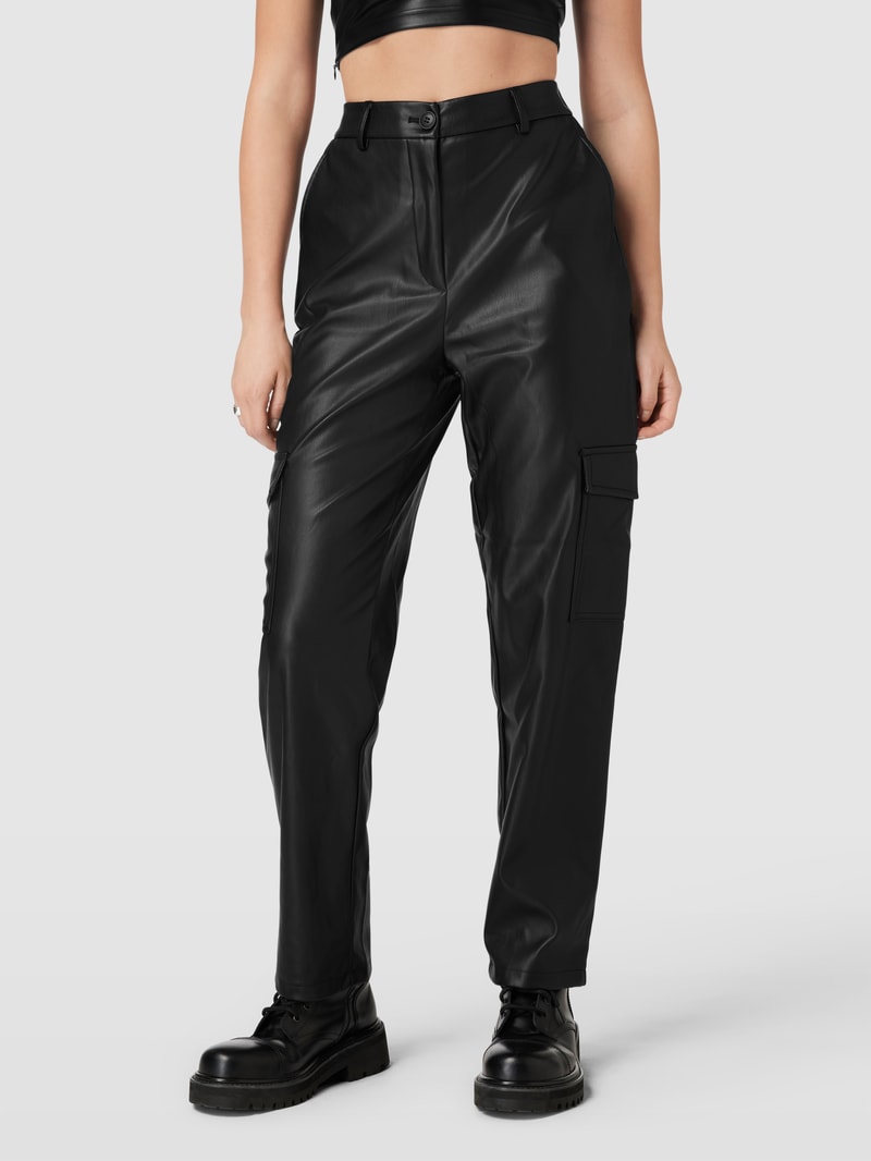 Cargohose in Leder-Optik Modell 'KIM' in schwarz