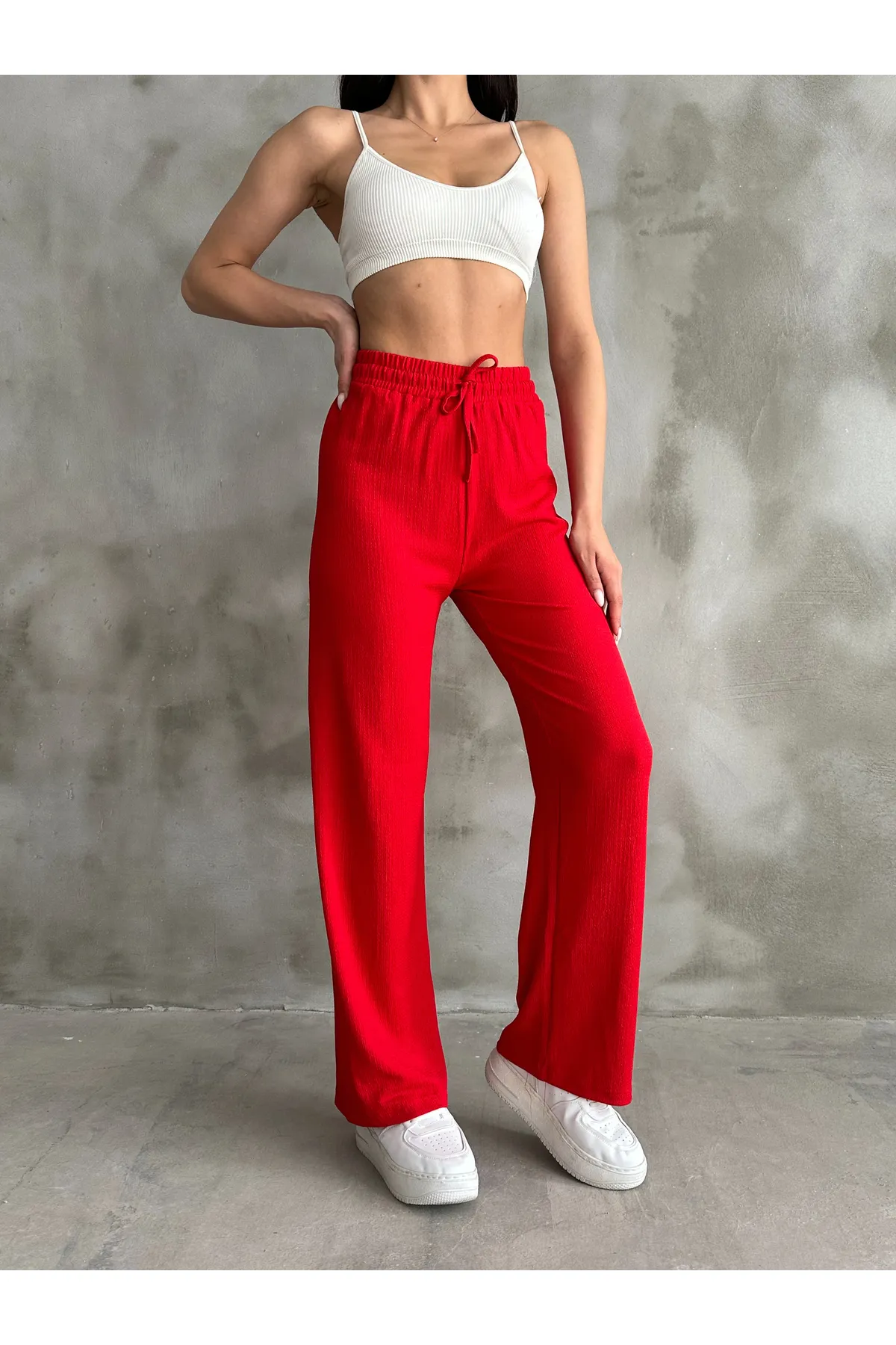 BEJNA  Rote Palazzo-Hose mit elastischem Bund für Damen