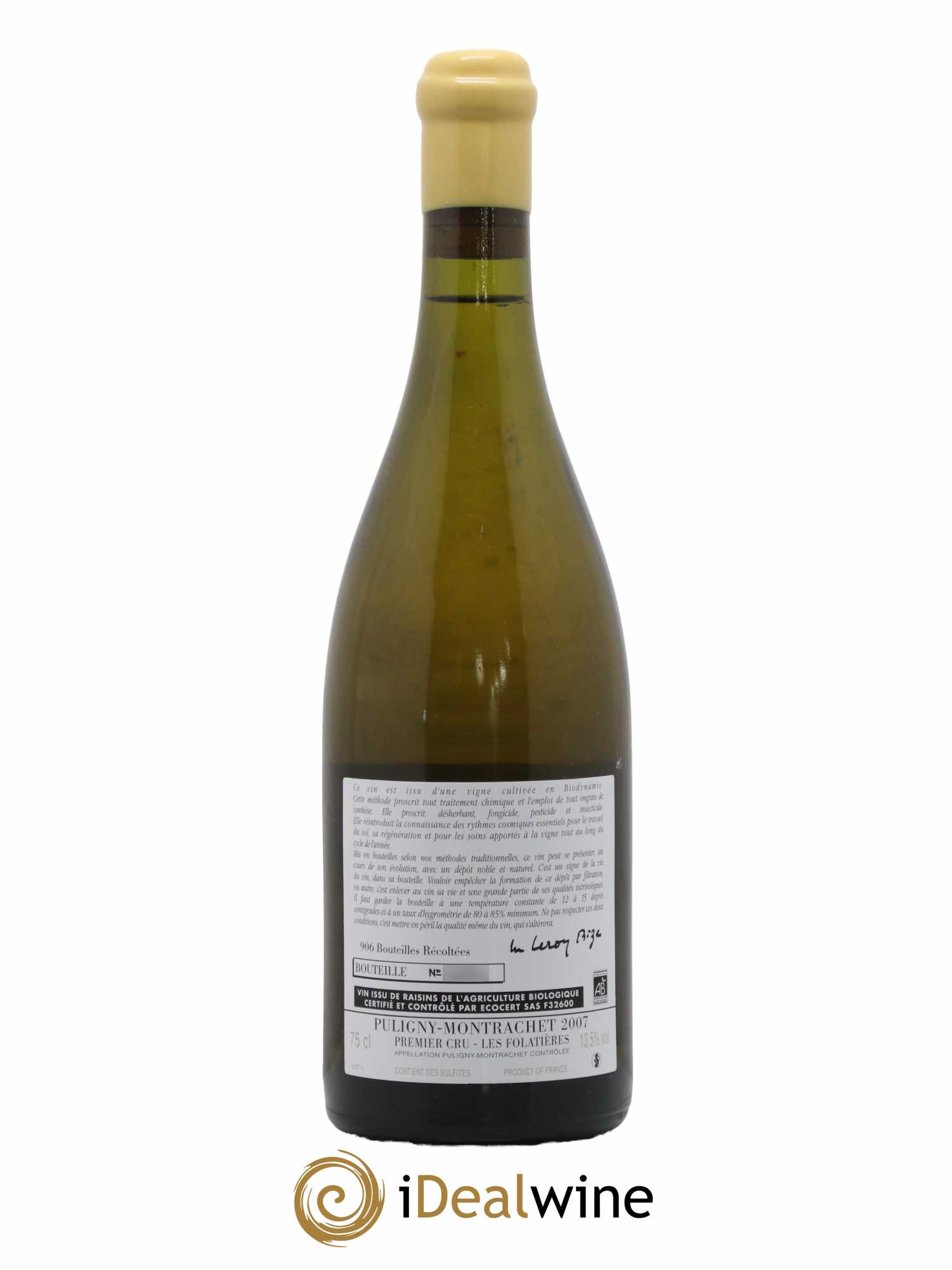 Puligny-Montrachet 1er Cru Les Folatières d'Auvenay (Domaine)  2007 - Lot de 1 Bouteille
