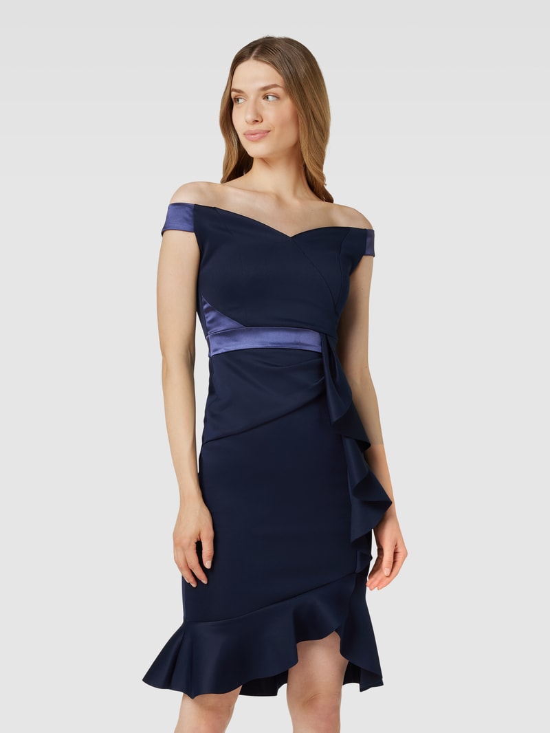 Cocktailkleid mit Gehschlitz in marineblau