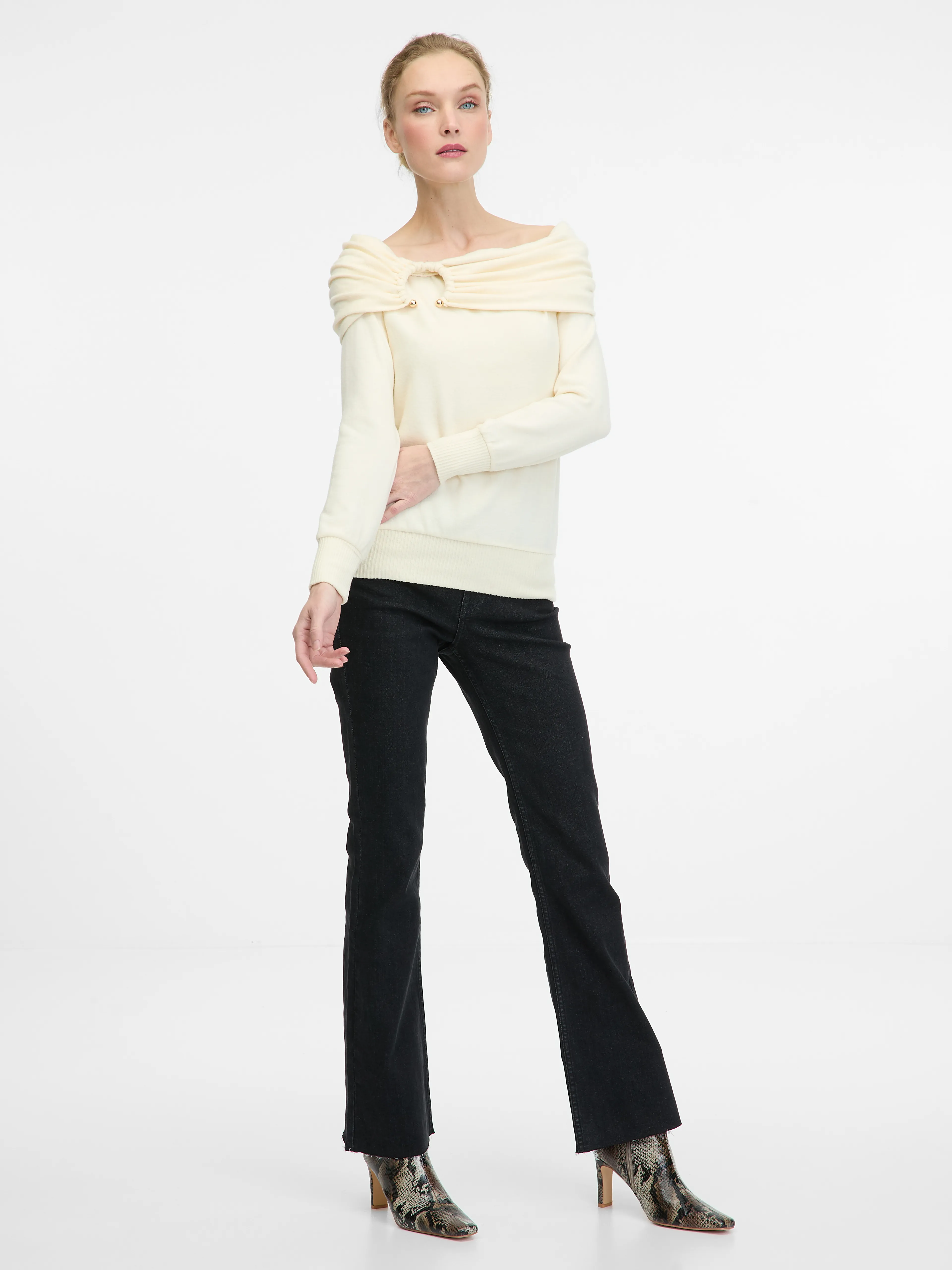Cremefarbenes Damen-Langarmshirt ORSAY