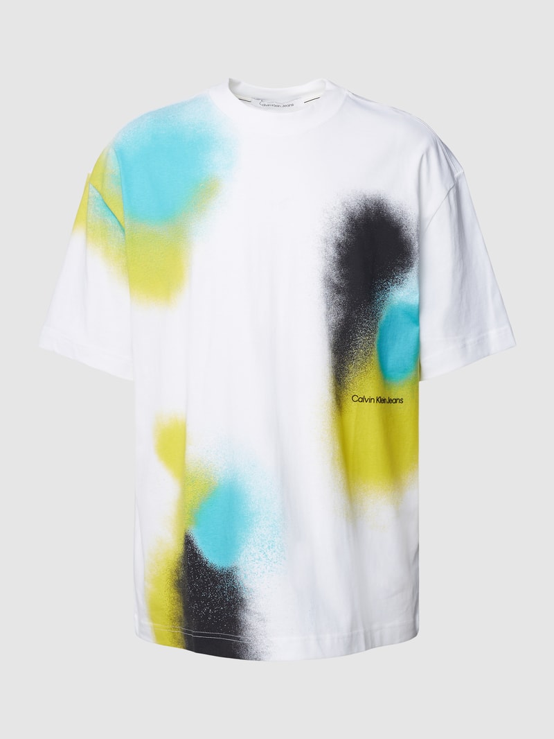 T-Shirt mit Allover-Print in weiss
