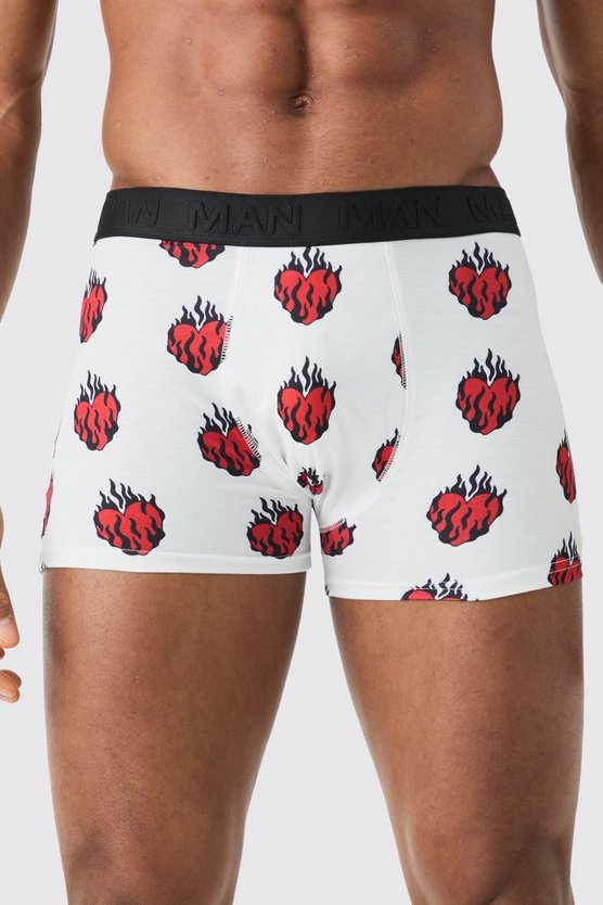 Boxershorts mit Herz Flammen Print