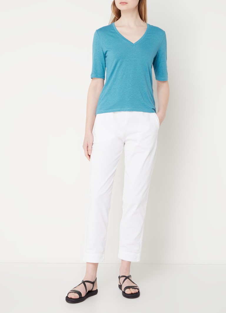 Μπλούζα MaxMara Brunate από λινό μείγμα με μελανζέ μοτίβο