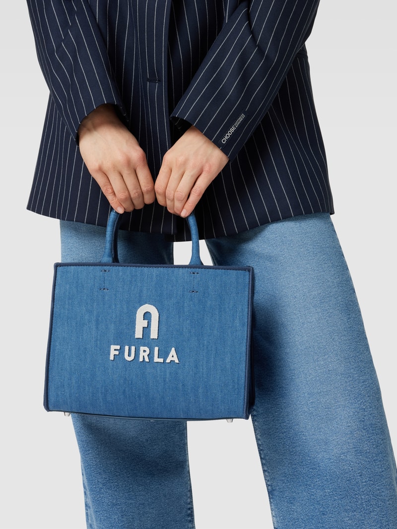 Tote Bag mit Label-Detail Modell 'OPPORTUNITY' in jeans