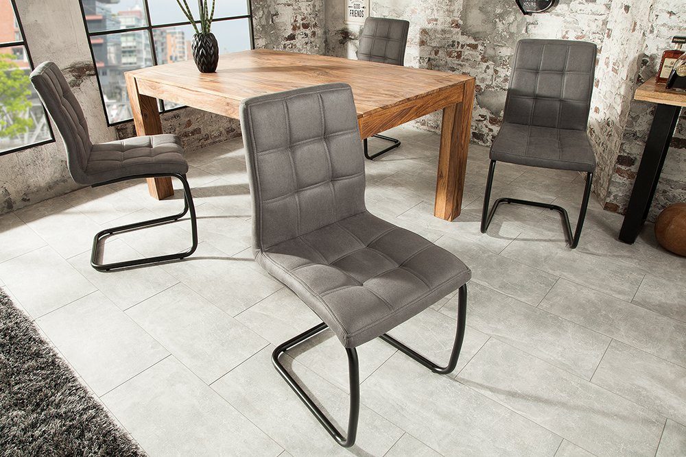 riess-ambiente Freischwinger MODENA vintage grau / schwarz (Einzelartikel, 1 St), Esszimmer · Microfaser · Metall · Industrial