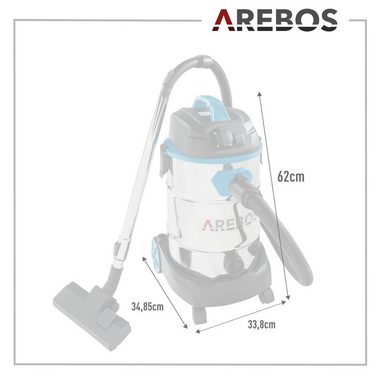 Arebos Industriesauger 1600W, Nass- & Trockensauger, Aschesauger für Kamin & Grill, 2600,00 W, mit und ohne Beutel nutzbar