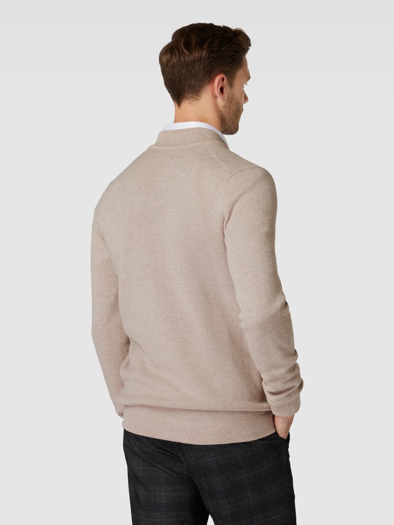 Strickjacke mit Zweiwege-Reißverschluss in sand meliert