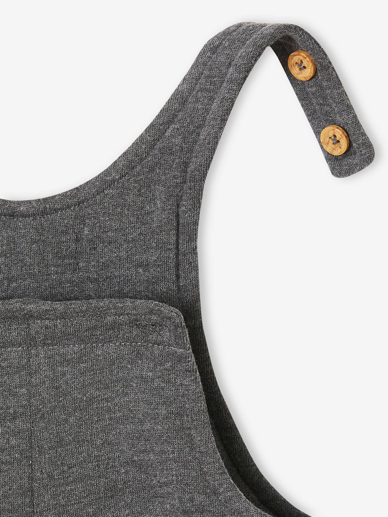 Vertbaudet Jungen Baby Latzhose aus Sweatware Oeko-Tex - dunkelgrau meliert