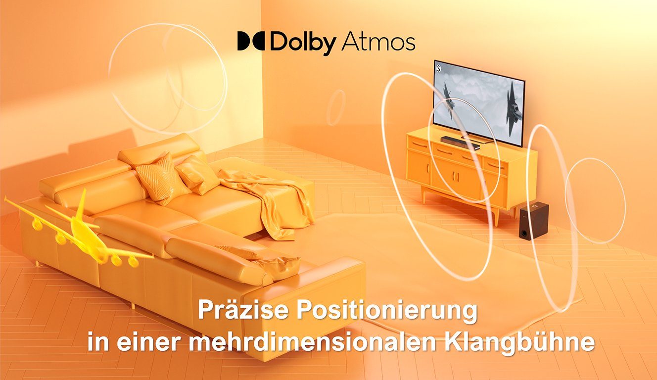 Ultimea Nova S50 2.1 Kanal Dolby-Atmos Soundbar (190 W, BassMAX, 3D Surround Sound System für TV-Lautsprecher, HDMI eARC)