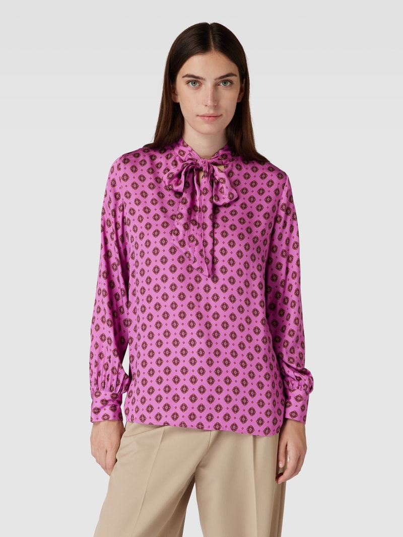 Schluppenbluse aus reiner Viskose mit Allover-Muster in pink
