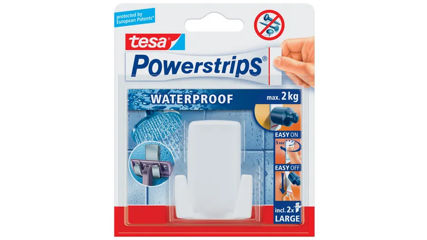 tesa Powerstrips® Waterproof Rasiererhalter Wave weiß weiss