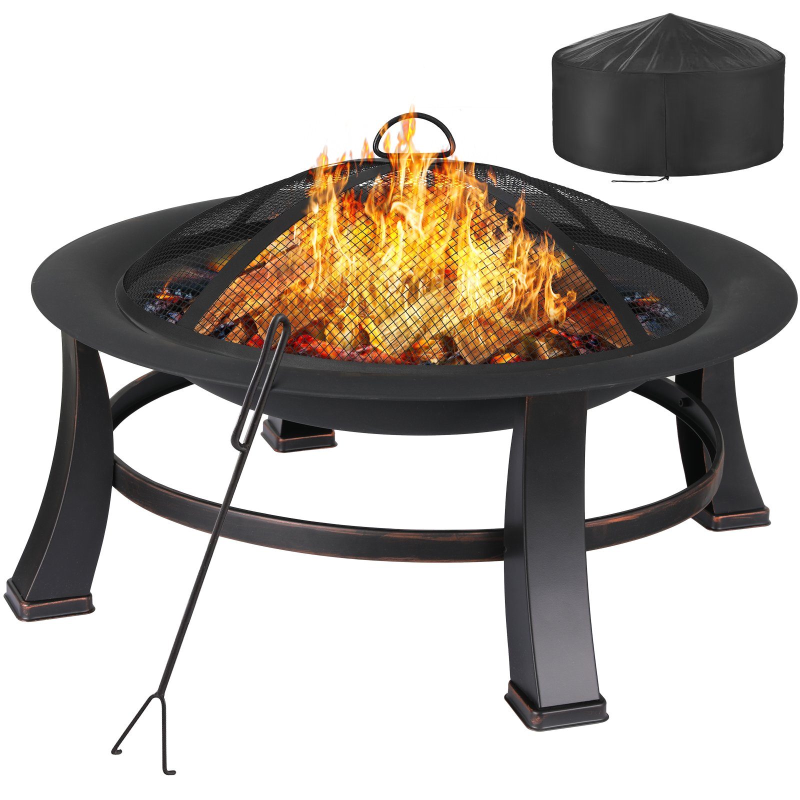 TLGREEN Feuerschale, Φ76cm Feuerkorb mit grillrost, Feuerschalen für den garten, BBQ grill