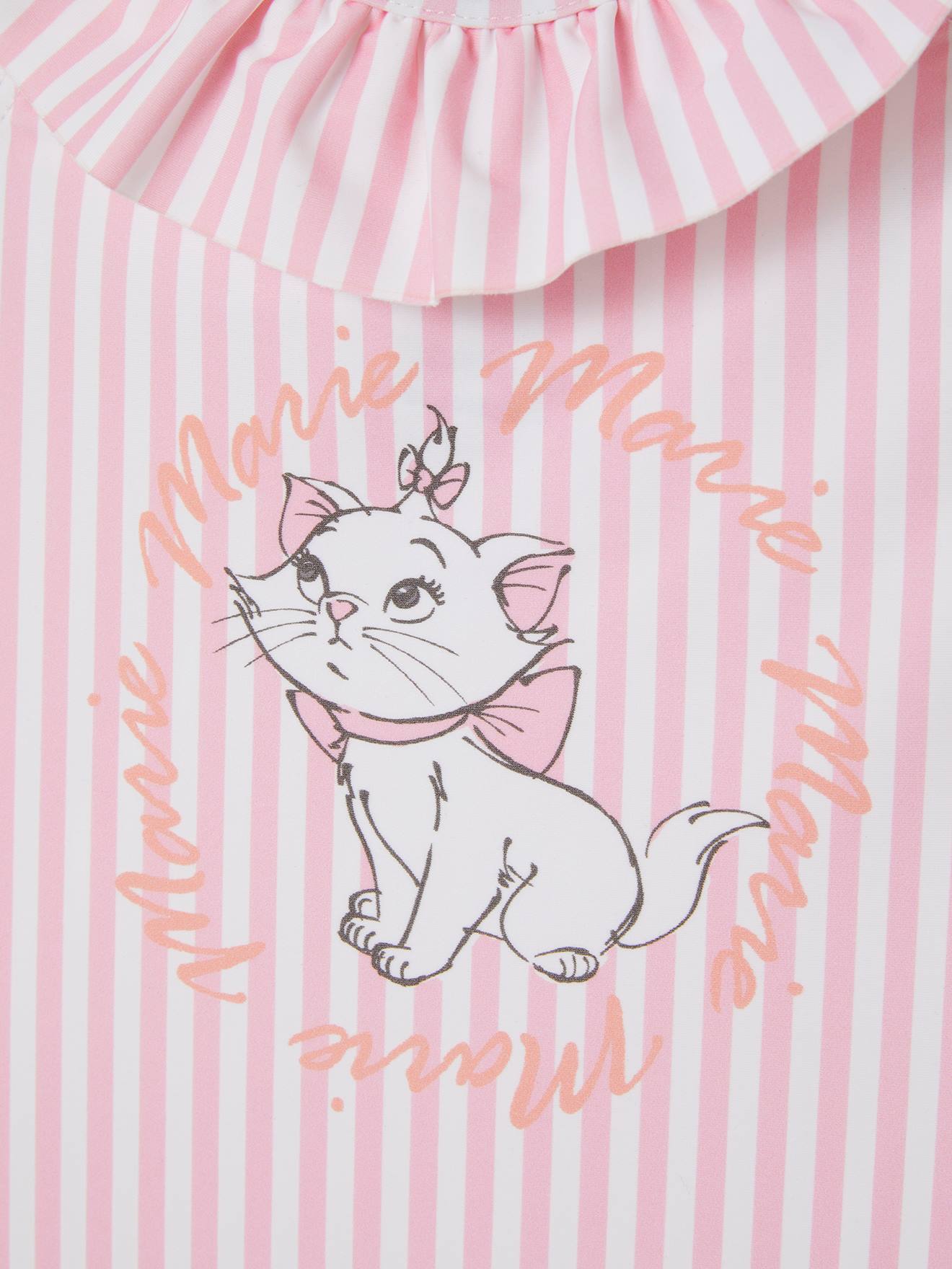Maillot de bain 1 pièce DS® Les Aristochats fille blanc rayé rose