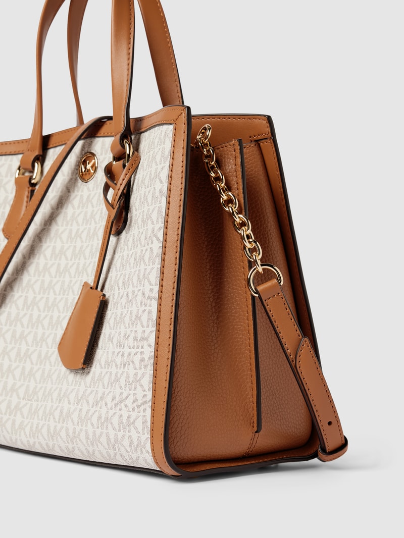 Handtasche mit Allover-Logo Modell 'CHANTAL' in ecru