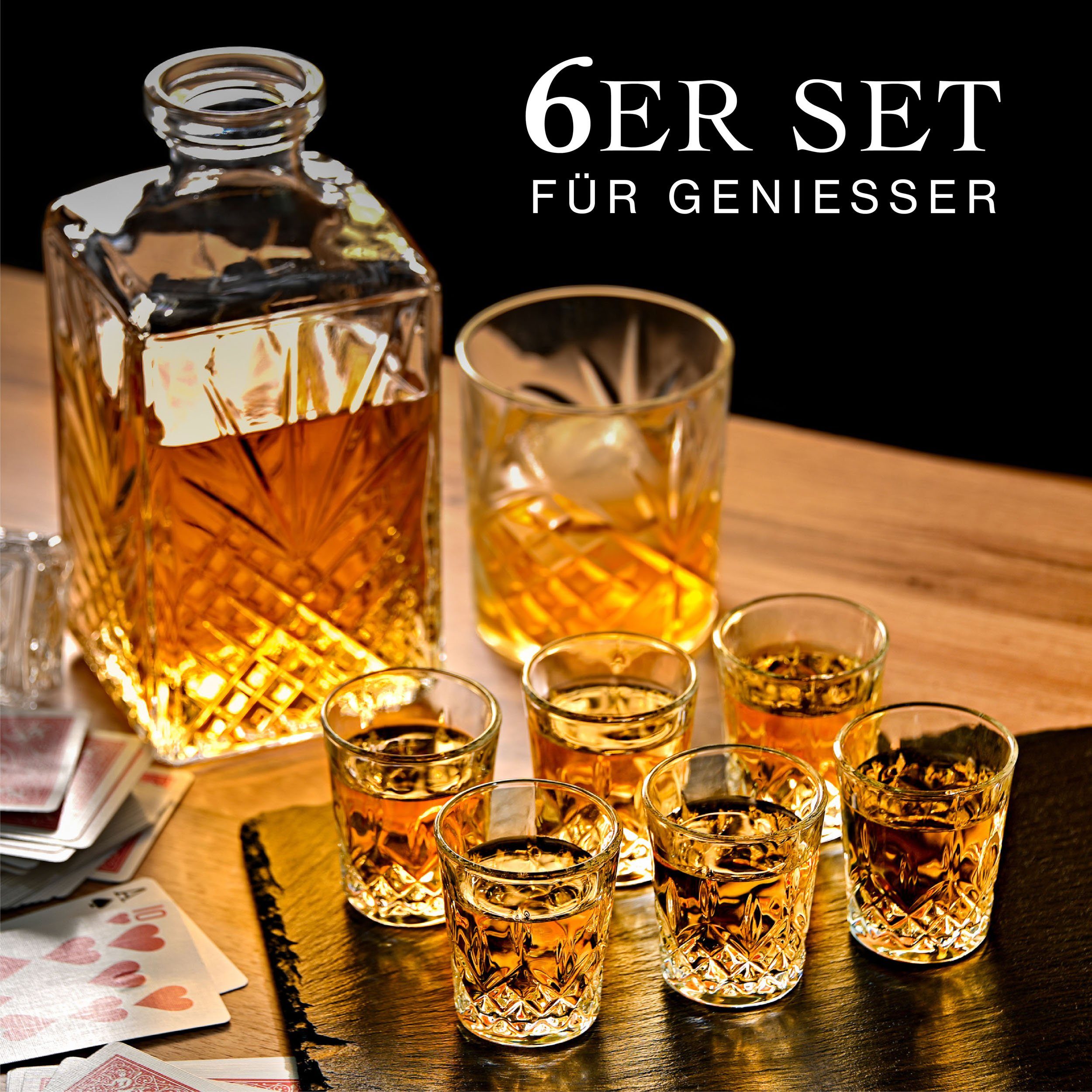 Praknu Schnapsglas 6 Schnapsgläser Kristall 4cl Whiskygläser Set, Kristallglas, Spülmaschinenfest - Standfest dank dickem Boden - Vintage Design