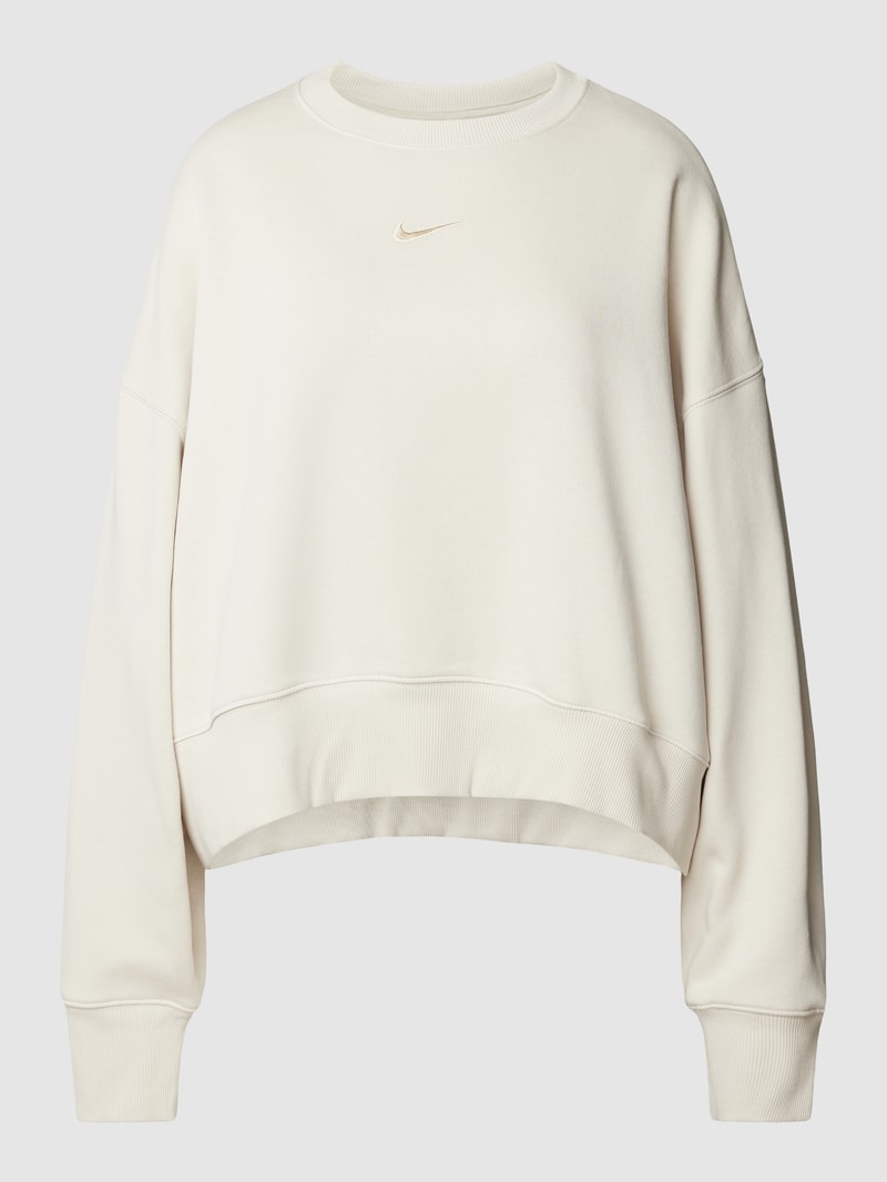 Cropped Sweatshirt mit Label-Stitching in beige