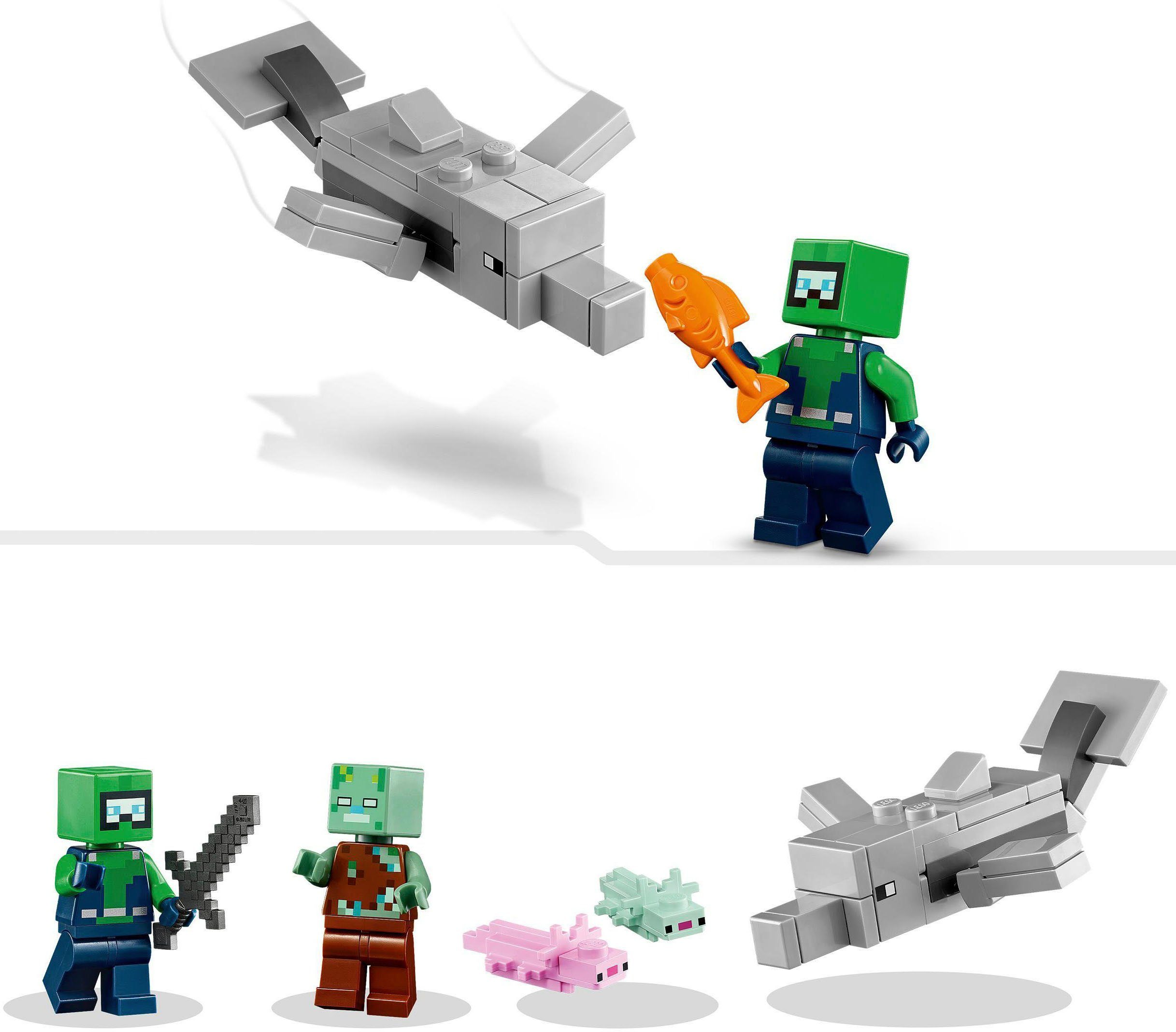 LEGO® Konstruktionsspielsteine Das Axolotl-Haus (21247), LEGO® Minecraft, (242 St), Made in Europe
